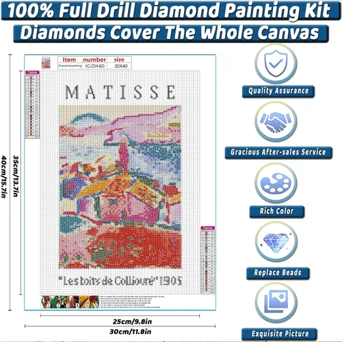 Miniatura 2 de KICHANG Kits de Arte de Diamantes para Adultos, Kits de Pintura de Diamantes para Adultos Principiantes, Kits de Pintura de Diamantes 5D Arte