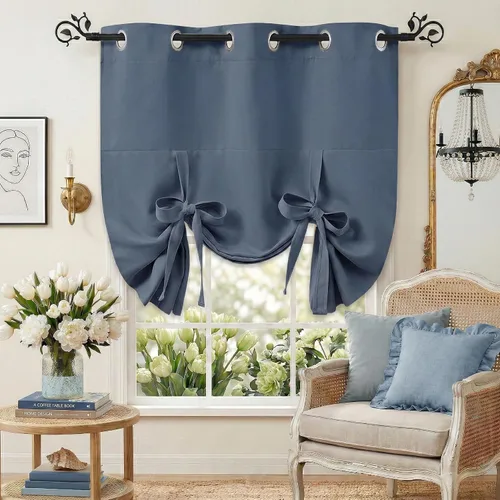 Miniatura 16 de Pony Dance Persianas Opacas para Ventanas - Juego de Cortinas Enrollables y Cenefas Estilo Romano Globo con Ojales en la Parte Superior para Verde