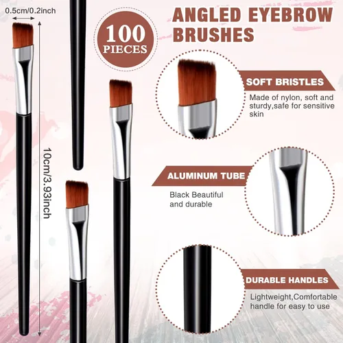 Miniatura 2 de Gerrii 100 cepillos desechables en ángulo para cejas, cepillo delineador de ojos, cepillos de ángulo desechables, pinceles de tintado para mujeres