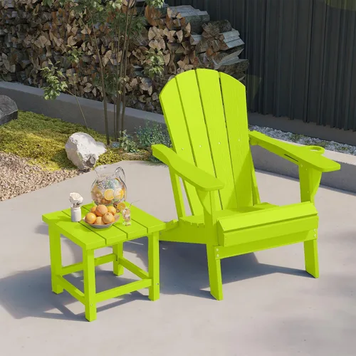 Miniatura 2 de Silla plegable Adirondack con portavasos, juego de 2, sillas de plástico HDPE para exteriores, resistentes a la intemperie, aspecto de madera real