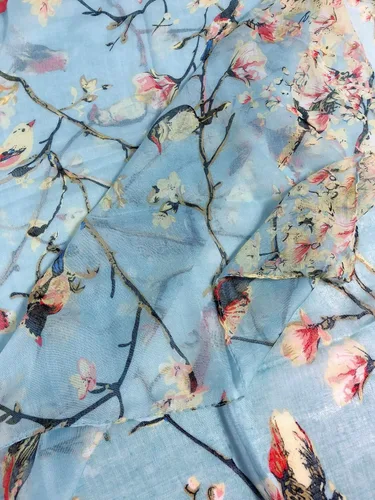 Miniatura 7 de GERINLY - Bufanda ligera rectangular con estampado de pájaros de primavera