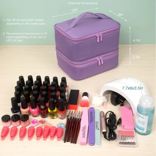 Miniatura 4 de ButterFox Estuche organizador de esmalte de uñas con capacidad para 60 botellas, se adapta a lámpara de uñas, almacenamiento de doble capa