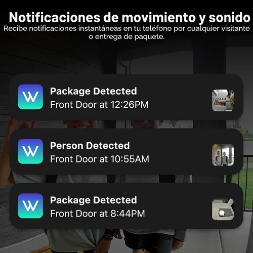Miniatura 11 de WYZE Timbre inalámbrico Duo Cam con video (timbre incluido), funciona con pilas, video Full HD 2K, 2 cámaras (personas y paquete), audio de 2 vías