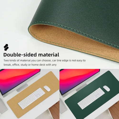 Miniatura 2 de Protector de escritorio de cuero, tapete de escritorio grande con corcho natural y piel sintética, alfombrilla para mouse, alfombrilla de escritorio
