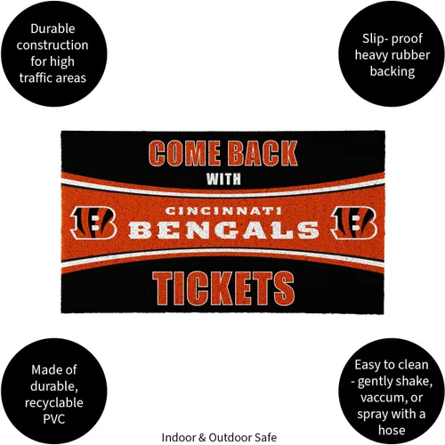 Miniatura 4 de Team Sports America NFL Cincinnati Bengals Entrada interior y exterior 28 x 16 pulgadas Parte trasera antideslizante Tapetes de bienvenida
