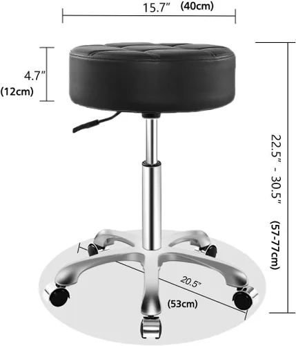 Miniatura 3 de Taburete ajustable con ruedas para el trabajo, médico, tatuaje, sala de belleza, silla hidráulica resistente con ruedas (negro)