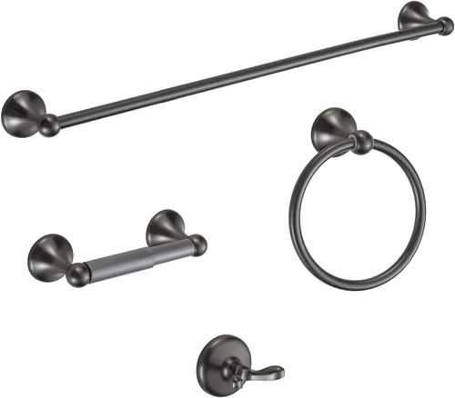 Miniatura 15 de BGL Juego de accesorios de baño, barra de toalla extensible ajustable negro mate, juego de 4 piezas de accesorios de baño, juego de accesorios