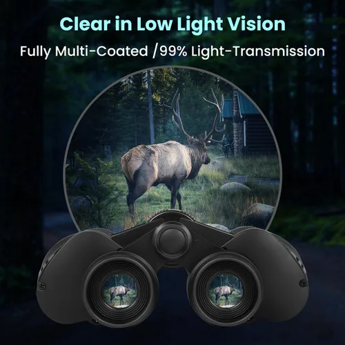 Miniatura 5 de Prismáticos de alta potencia de 20 x 50 para adultos, binoculares compactos impermeables con visión de poca luz, fácil enfoque para observación