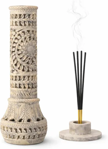 Miniatura 6 de Carry Me Soporte para varillas de incienso de esteatita de mármol, quemador de velas, soporte para velas de té, torre de botella perfecta hecha a
