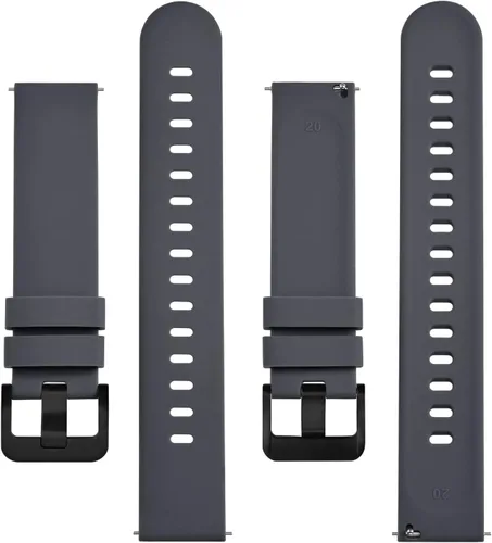 Miniatura 36 de BISONSTRAP Correas de reloj de silicona, correas de reloj delgadas con liberación rápida, 0.787 in, negro con hebilla negra