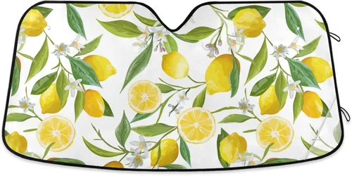 Acuarela Limón Frutas Flores Flores Flores Parabrisas Coche Parabrisas Parasol Plegable Reflectante Bloquea los Rayos