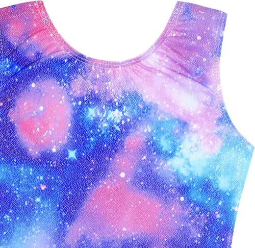 Miniatura 16 de HOZIY - Leotardos de gimnasia con pantalones cortos brillantes para niñas pequeñas; estampados de unicornio, aurora, arco iris, sirena, dinosaurio