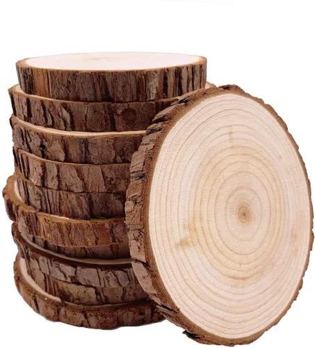 Miniatura 6 de Discos redondos naturales, rebanadas de madera rústica, 4 piezas de 8.2-9 pulgadas, kit de madera sin terminar, círculos para manualidades