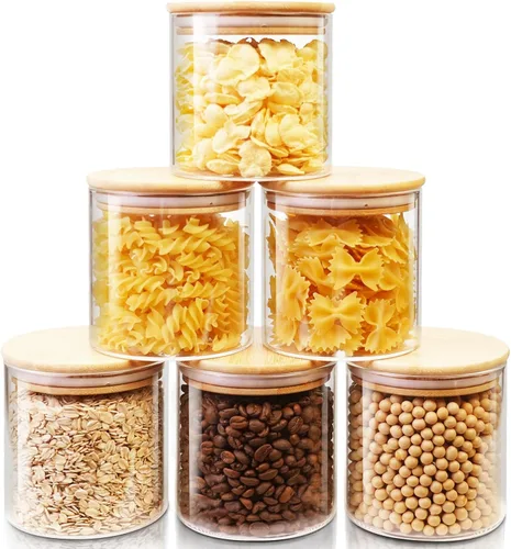 Miniatura 9 de HomArtist Juego de 4 recipientes grandes de vidrio para harina y azúcar, 180oz x2 & 93oz x2, recipientes de vidrio para almacenamiento de alimentos