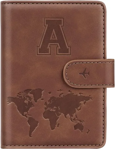 Miniatura 13 de Funda para Pasaporte Personalizada con Letra de la A a la Z, Billetera de Viaje con Bloqueo RFID, Funda para Pasaporte, Estuche para Pasaporte