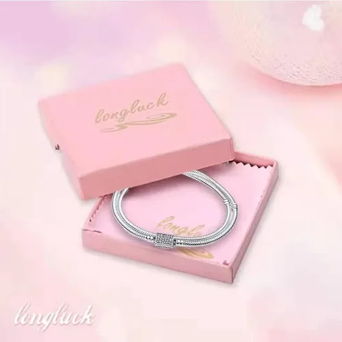 Miniatura 7 de LONGLUCK Pulsera auténtica que se adapta a la mayoría de los dijes, cadena de serpiente de plata de ley 925 y oro rosa, con cierre redondo