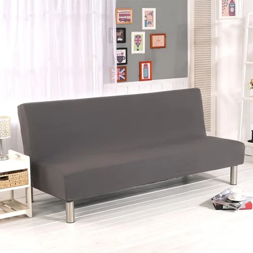 Miniatura 7 de Funda elástica para futón sin brazos, funda plegable para sofá cama con parte inferior elástica, lavable a máquina (negro)