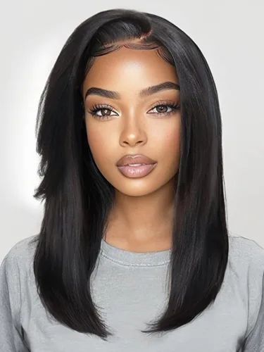 Miniatura 24 de UNICE Yaki - Pelucas de cabello humano lacio con encaje frontal 13x4, con cordón, Pre-Todo, sin pegamento, peluca de cabello humano frontal