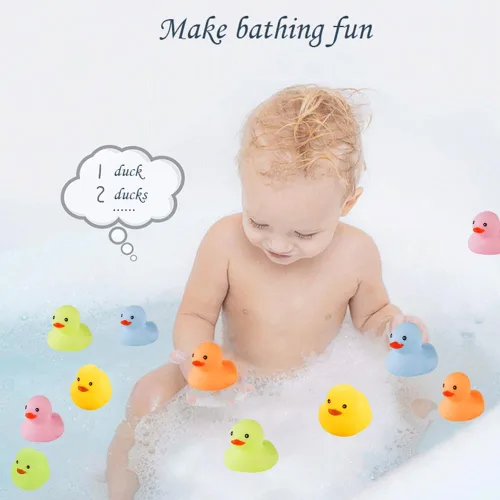 50 piezas de mini patos de goma multicolor para el baño del bebé, niños chillan y flotan pequeños patos de colores a granel para la ducha de los