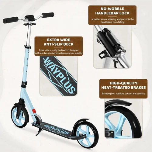 Miniatura 6 de WAYPLUS KS1 Kick Scooter para mayores de 6 años, niños, adolescentes y adultos. Carga máxima de 240 libras. Plegable, ligero, ruedas grandes de 8