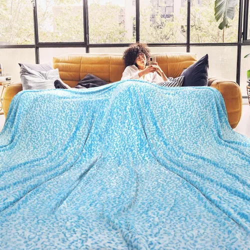 ZHIKU Manta de Tiro Azul Tamaño Queen Suave de Forro Polar Mantas de Tiro para Cama Leopardo azul