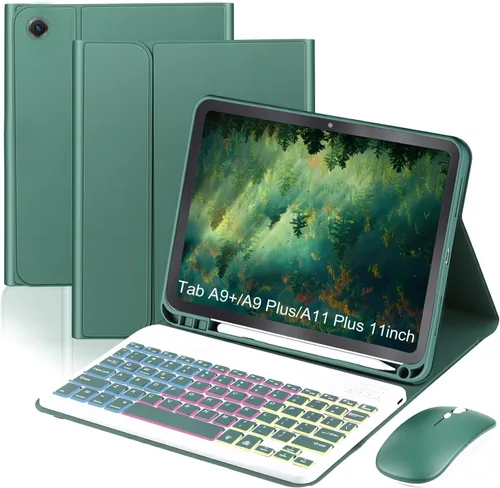 Miniatura 11 de Funda de teclado para Samsung Galaxy Tab S6 Lite de 10.4 pulgadas, teclado ligero desmontable con retroiluminación, funda delgada para tableta