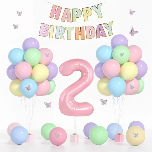 Miniatura 11 de 13th Birthday Decorations For Girls -12 Inch Pastel Balloons, 32 Inch Pink 13 Balloon, 3D Butterflies Stickers, Happy Birthday Banner For Teen Girl