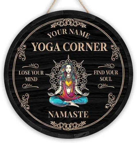 Miniatura 10 de Artsy Woodsy Placa de pared de madera personalizada para estudio de yoga, Zen Den, sala de meditación, espacio de atención plena, letrero Namaste, 01