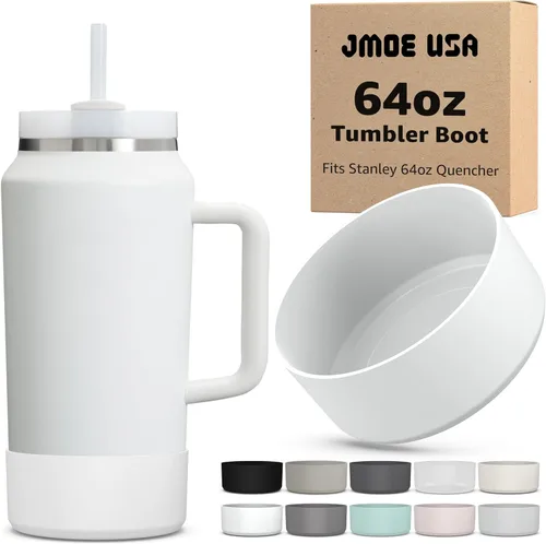 Miniatura 15 de Jmoe USA Bota para vaso Stanley Quencher H2.0 FlowState de 64 onzas con asa, silicona sin BPA, protector de manga para la parte inferior de la taza