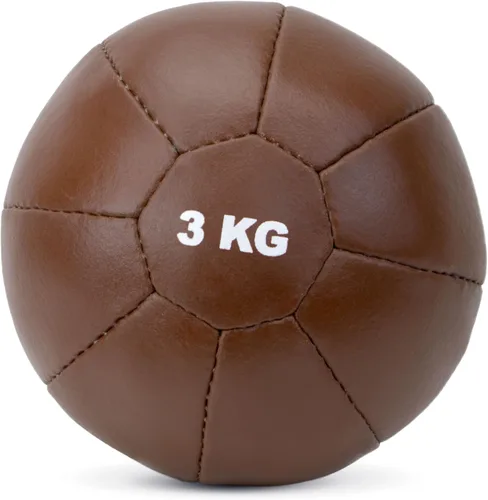 Miniatura 3 de Crown Sporting Goods Pelota medicinal con peso de cuero suave al tacto vintage para fitness, resistencia, entrenamiento de fuerza
