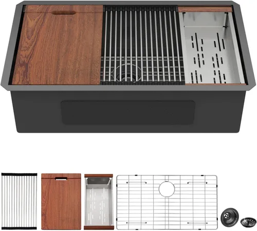 Miniatura 17 de Mocoloo Fregadero de barra de montaje inferior de 15 pulgadas, fregadero de cocina pequeño de 15 x 15 pulgadas, calibre 18, de acero inoxidable