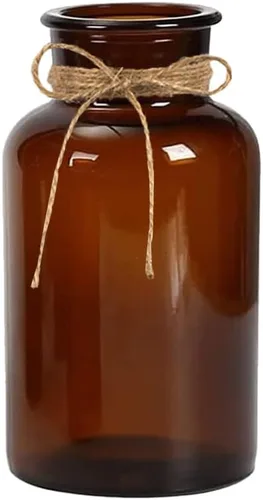 Jarrón de vidrio ámbar vacío de 16.9 fl oz/17 onzas, frascos de boticario, botellas florales decorativas, contenedor con arreglo floral vintage, con