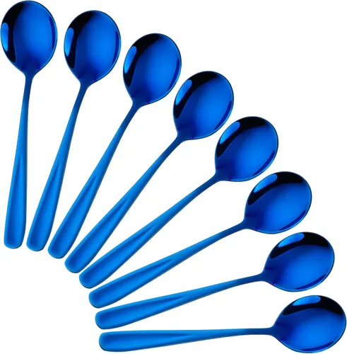 Miniatura 13 de 8-Piece Stainless Steel Table Spoons, 7 Inch Soup Spoons for Cereal, Dessert, Soup, Coffee & Tea(black）