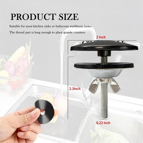 Miniatura 3 de Cubierta de orificio para fregadero de cocina de acero inoxidable de 2 pulgadas, cubierta de orificio para fregadero de cocina, placa de orificio