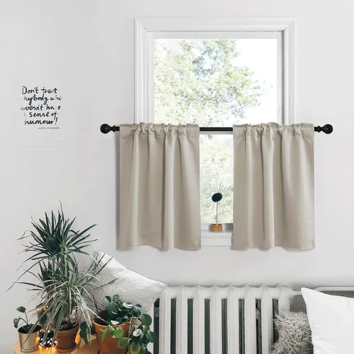Miniatura 74 de PONY DANCE Cortinas cortas con aislamiento térmico para ventana pequeña, para guardería, baño, cocina, lavandería, caravana, sótano, 29 pulgadas