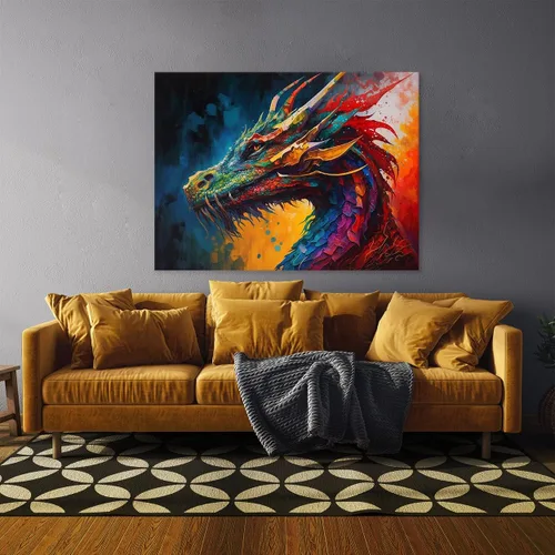 Miniatura 3 de Sense Canvas Dragon Creative 9 - Lienzo decorativo para pared, diseño de dragón para pared, póster grande para el hogar, 40 x 30 pulgadas, 0.75