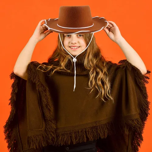 Miniatura 5 de Paquete de 10 sombreros de vaquero para niños, sombrero de vaquero occidental de fieltro para niños y niñas, cumpleaños, Halloween, suministros