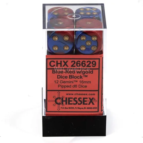 Miniatura 3 de DND - Juego de dados Chessex D&D de 0.630 in, juego de dados poliédricos de plástico Géminis, color azul, rojo y dorado, dados de mazmorras