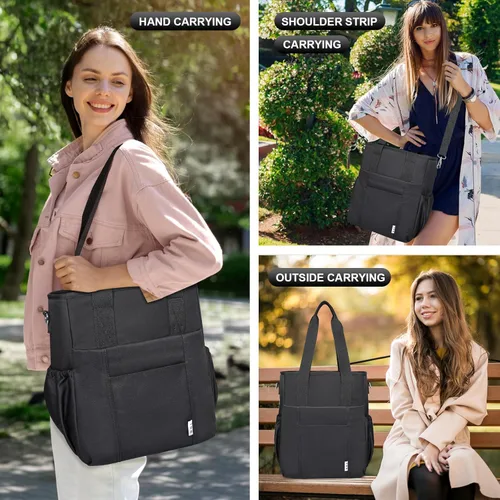 Miniatura 6 de Bolsa de almuerzo aislada NOL para mujeres, bolsa de almuerzo grande y espaciosa con correa ajustable extraíble con múltiples bolsillos, bolsa