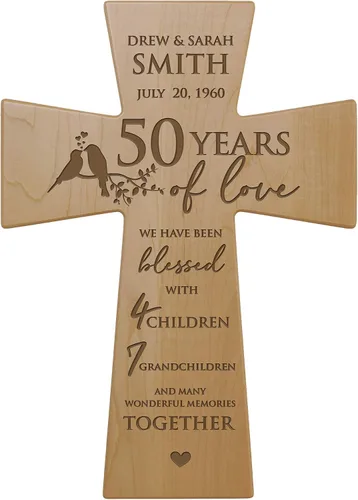 Miniatura 8 de LifeSong Milestones Cruz de pared del 50º aniversario de boda: símbolo atemporal de amor y compromiso, decoración elegante para celebración