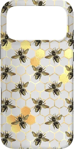 Miniatura 21 de iPhone 12 Pro Max Bumble Bee - Honeycomb Apicultor amarillo Abeja patrón caso