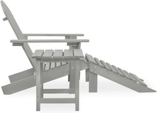 Miniatura 3 de Grand Fauteuil de Jardin Adirondack Démontable con mesa otomana y otomana y macizo Bois de Sapin Gris para patio, terraza, jardín, cómodo y duradero