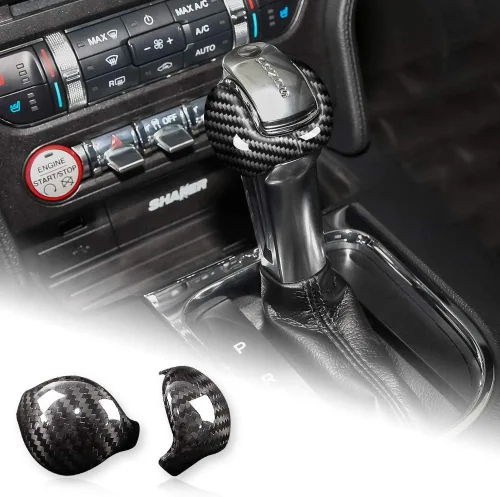 Miniatura 12 de AIRSPEED Para Mustang - Cubierta de la perilla de la palanca de cambios de fibra de carbono, accesorios interiores, calcomanía para Ford Mustang