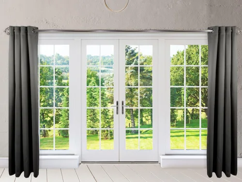 Miniatura 9 de Rod Desyne Cortina opaca con aislamiento térmico para ventana con ojales de metal, 96 x 96 pulgadas, color negro, 1 panel