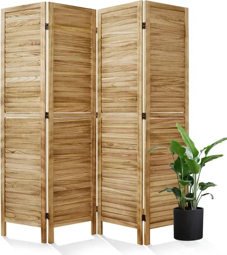 Miniatura 10 de Separadores de habitación y pantallas plegables de privacidad, separadores de madera con listones de pared para el hogar, oficina, dormitorio, 4