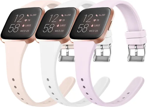 Miniatura 14 de Tobfit Pack 3 bandas delgadas compatibles con Fitbit Versa 2 Bands/Fitbit Versa/Fitbit Versa Lite/SE, pulsera de repuesto de silicona para hombres