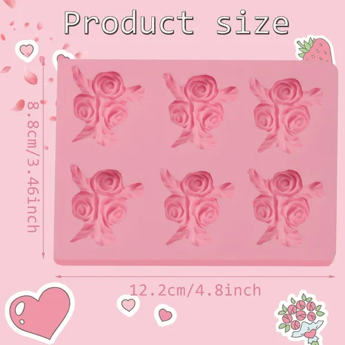 Miniatura 6 de Molde de silicona de 6 cavidades para decoración de pasteles, para boda, día de San Valentín, fiesta de cumpleaños, aniversario, decoración
