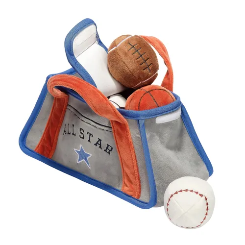 Lambs & Ivy Baby Sports - Juego de juguetes de peluche interactivos - Fútbol/Baloncesto/Béisbol