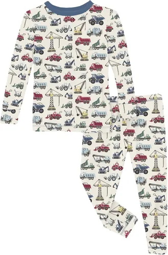 Miniatura 94 de KicKee Pants Conjunto de pijama de manga larga con estampado de piezas