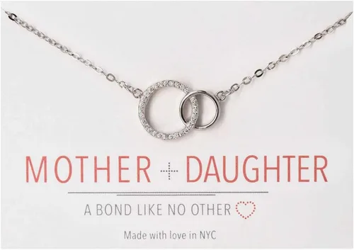 Miniatura 13 de A+O Regalos para mamá, regalo para madre e hija, collar de círculo entrelazado o pulsera